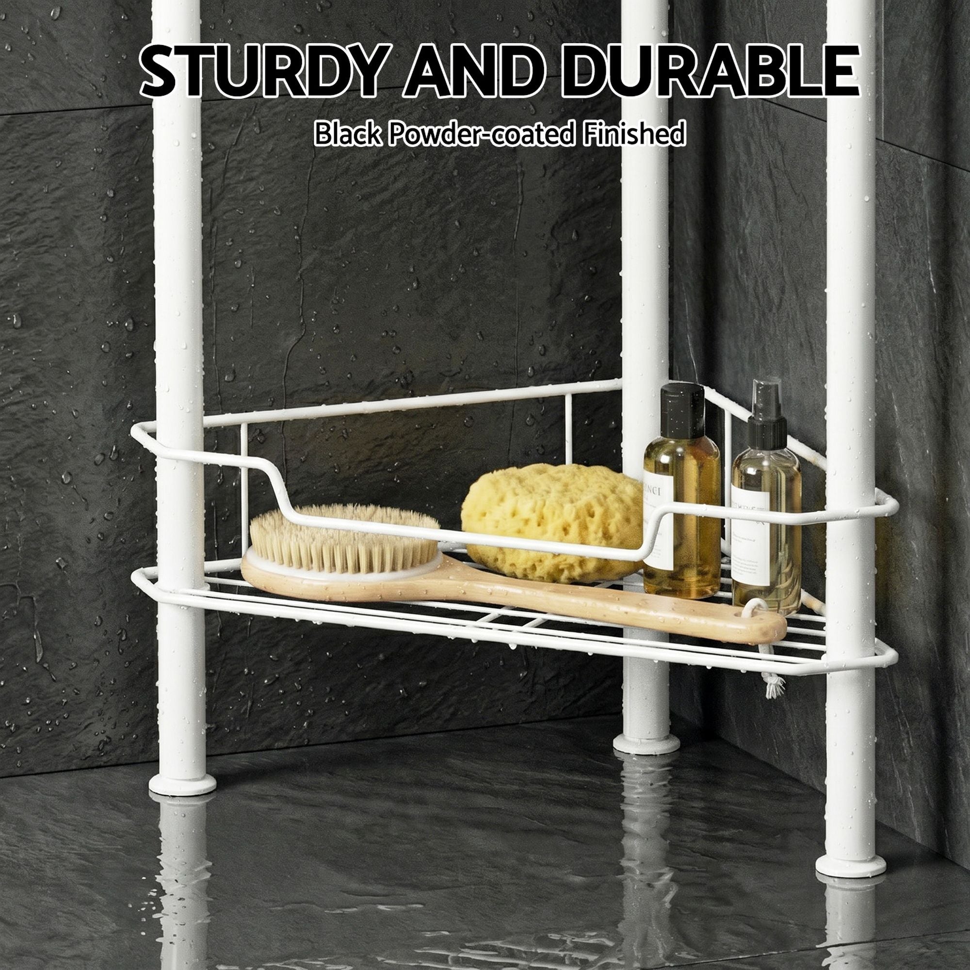 4-Tier Corner Shower Caddy Bathroom Rack 112cm - White