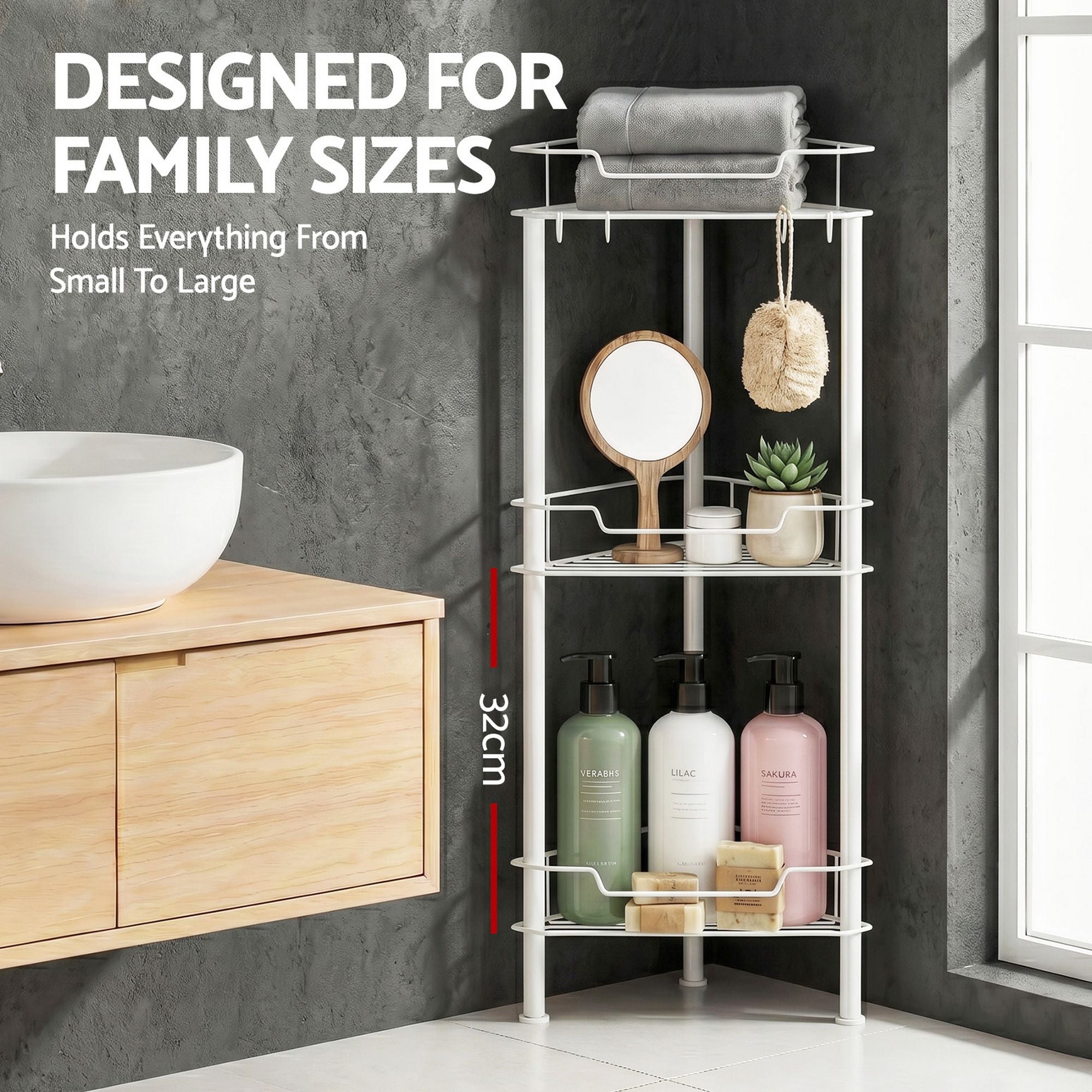 4-Tier Corner Shower Caddy Bathroom Rack 112cm - White