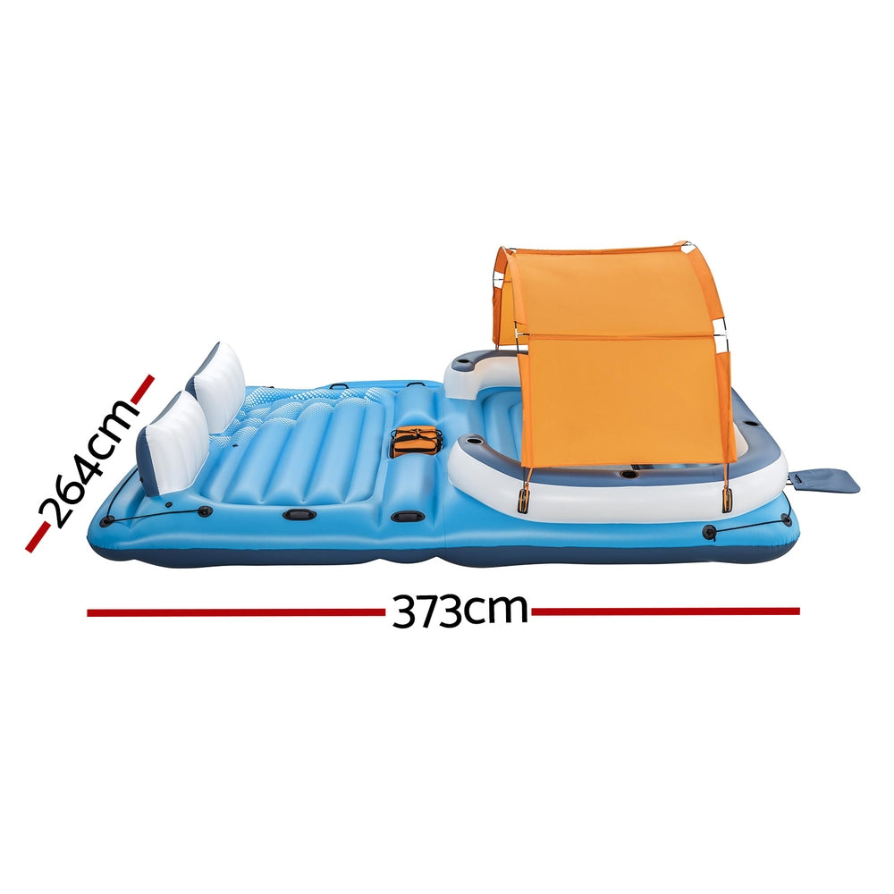 Bestway Pool Float Island Inflatable Lounge 6-person Raft Seat Canopy - Homecoze