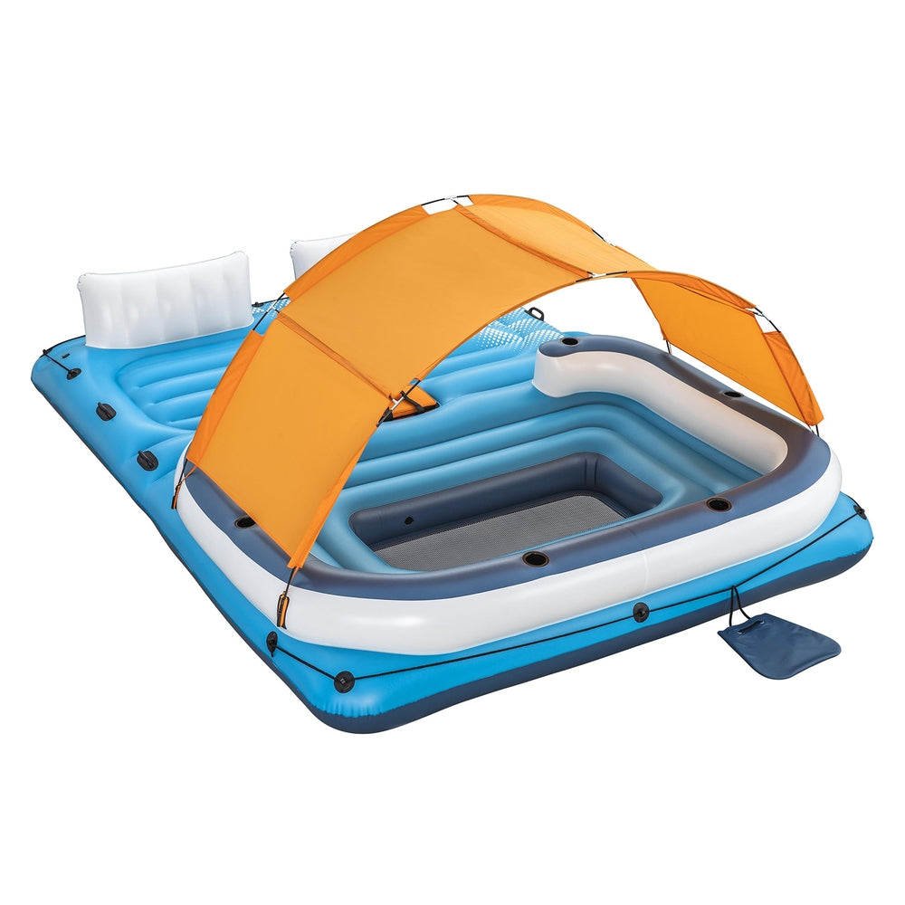 Bestway Pool Float Island Inflatable Lounge 6-person Raft Seat Canopy - Homecoze