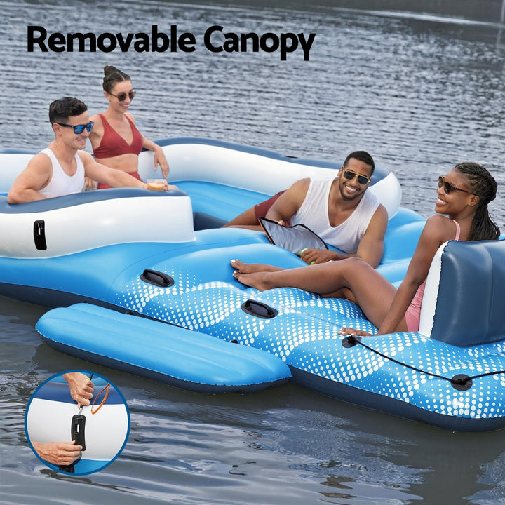Bestway Pool Float Island Inflatable Lounge 6-person Raft Seat Canopy - Homecoze
