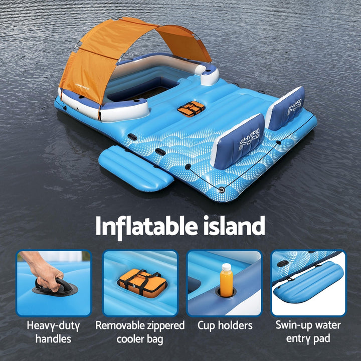 Bestway Pool Float Island Inflatable Lounge 6-person Raft Seat Canopy - Homecoze