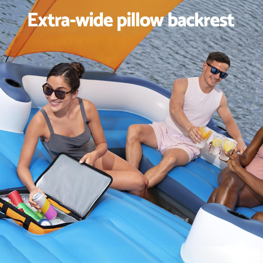 Bestway Pool Float Island Inflatable Lounge 6-person Raft Seat Canopy - Homecoze