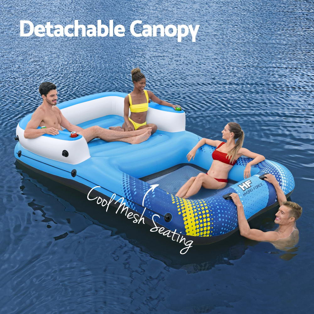 Inflatable 4-Person Floating Island Pool Lounger 3.05M x 1.86M - Homecoze