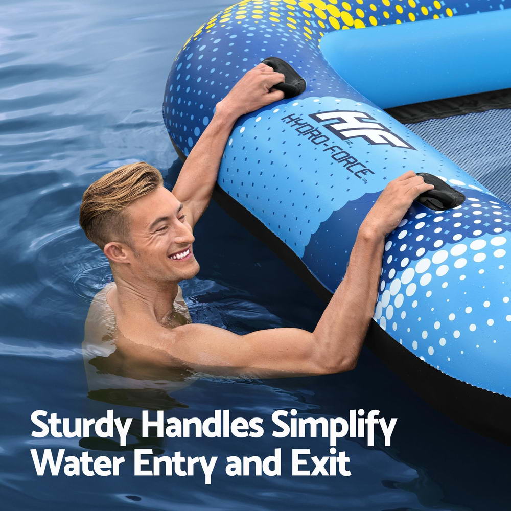 Inflatable 4-Person Floating Island Pool Lounger 3.05M x 1.86M - Homecoze