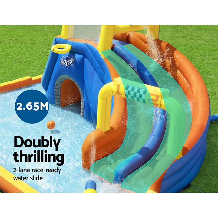 5.5m x 5m Giant Inflatable Water Park Slide Raceway - 2699L Capacity - Homecoze