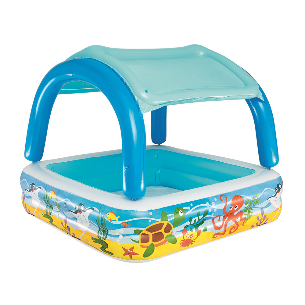 1.4m x 1.4m Kids Inflatable Swimming Pool with Sun Shade - Homecoze