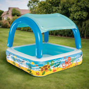 1.4m x 1.4m Kids Inflatable Swimming Pool with Sun Shade - Homecoze