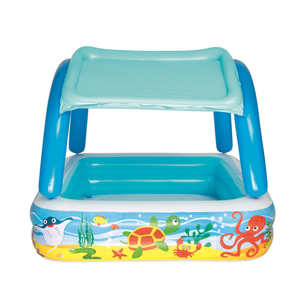 1.4m x 1.4m Kids Inflatable Swimming Pool with Sun Shade - Homecoze