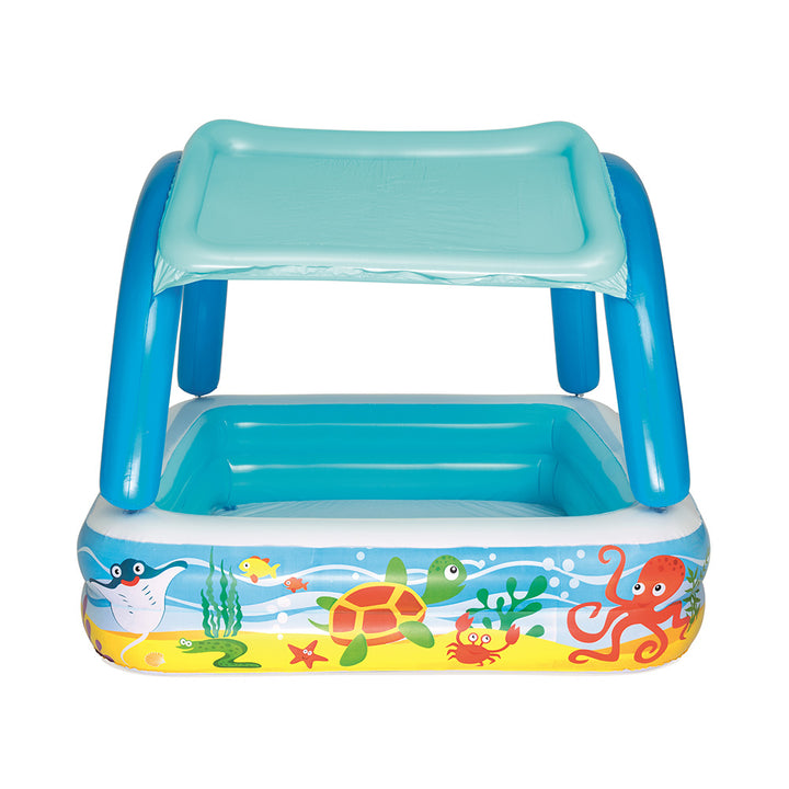 1.4m x 1.4m Kids Inflatable Swimming Pool with Sun Shade - Homecoze