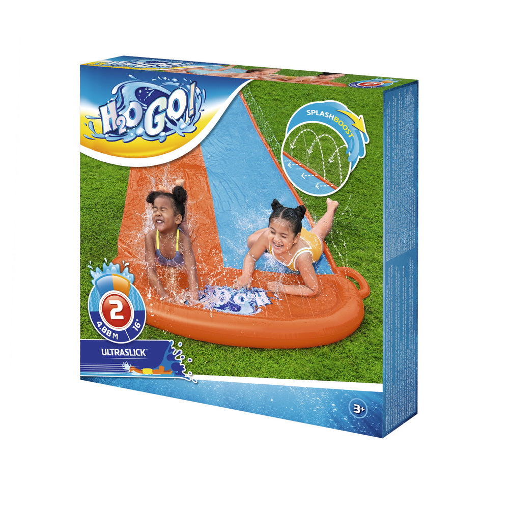 Kids 4.9m Double Lane Slip & Slide with Water Jets - Homecoze