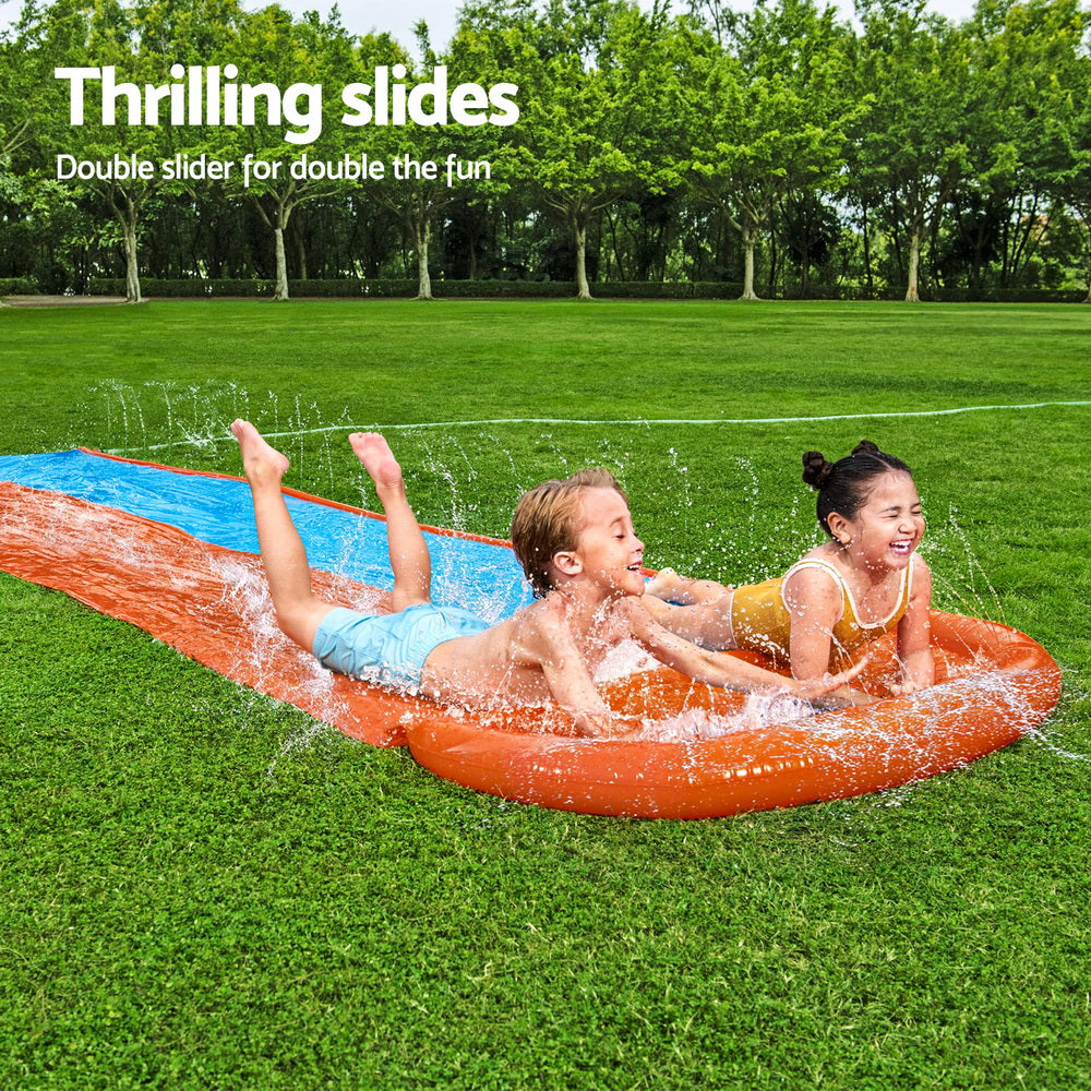 Kids 4.9m Double Lane Slip & Slide with Water Jets - Homecoze