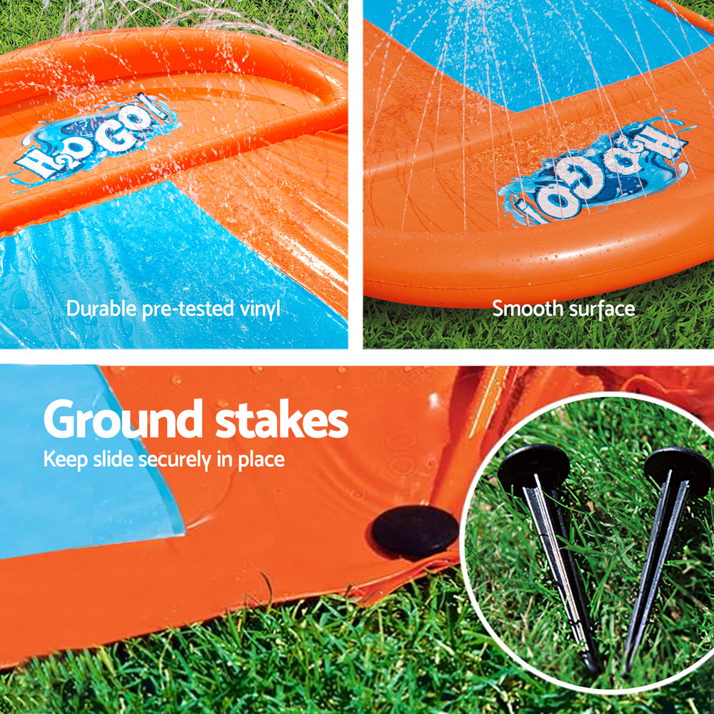Kids 4.9m Double Lane Slip & Slide with Water Jets - Homecoze