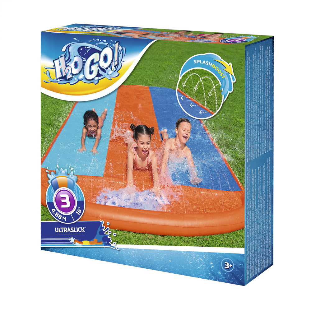 Kids 4.9m Triple Lane Slip & Slide with Water Jets - Homecoze
