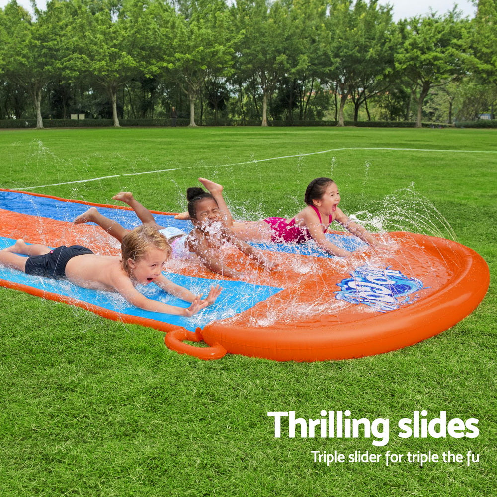 Kids 4.9m Triple Lane Slip & Slide with Water Jets - Homecoze