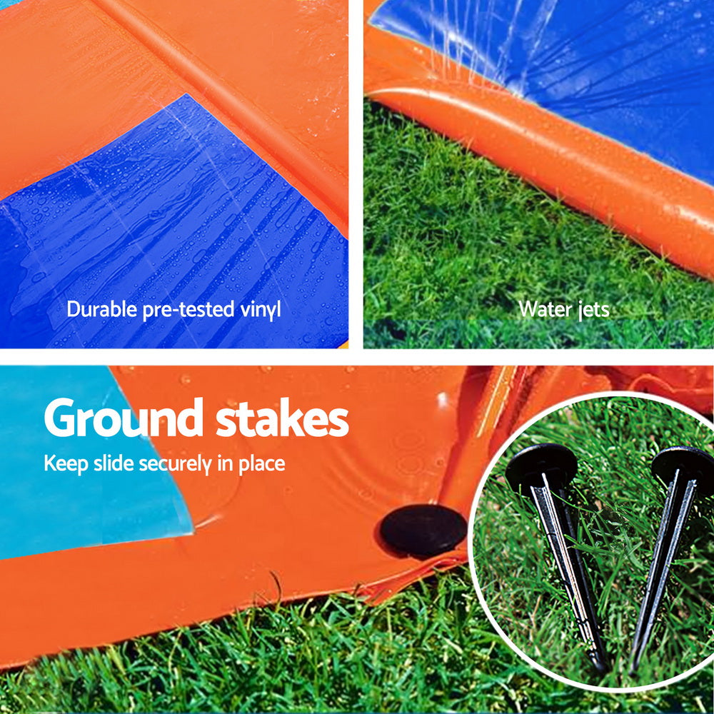 Kids 4.9m Triple Lane Slip & Slide with Water Jets - Homecoze