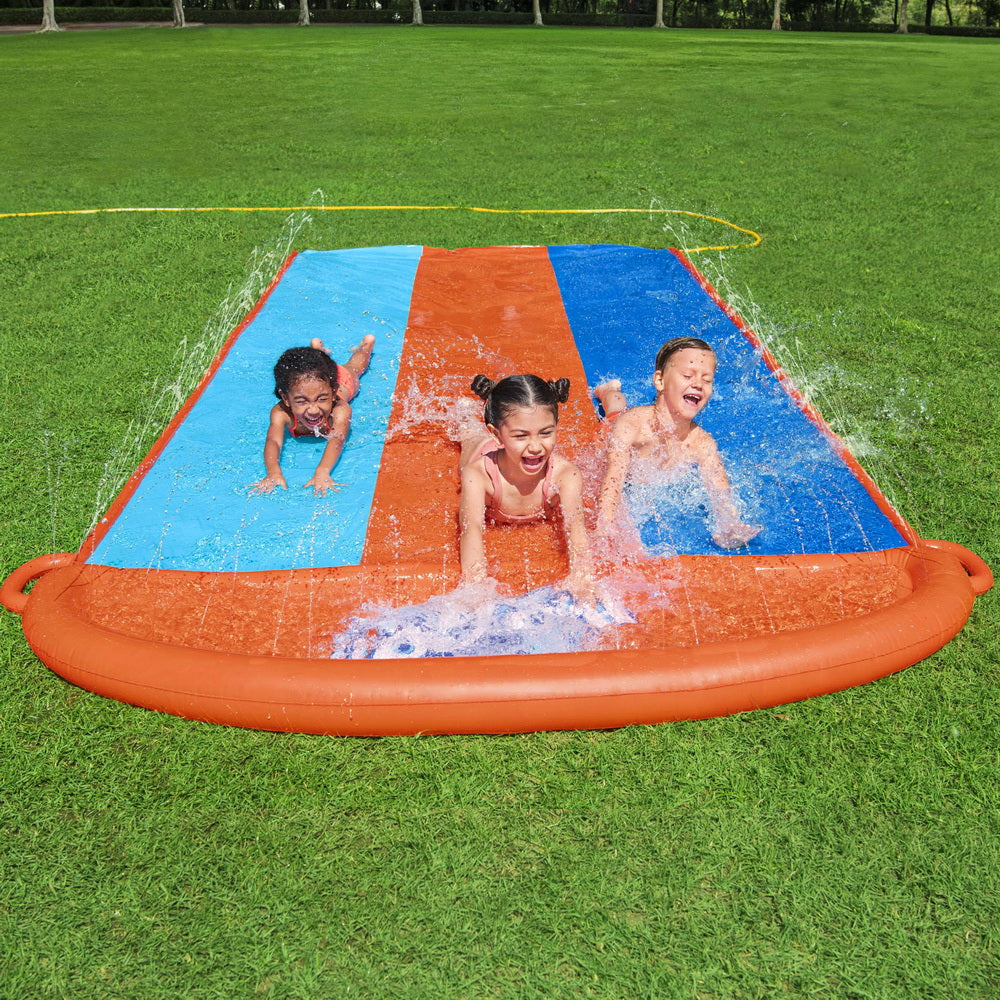 Kids 4.9m Triple Lane Slip & Slide with Water Jets - Homecoze