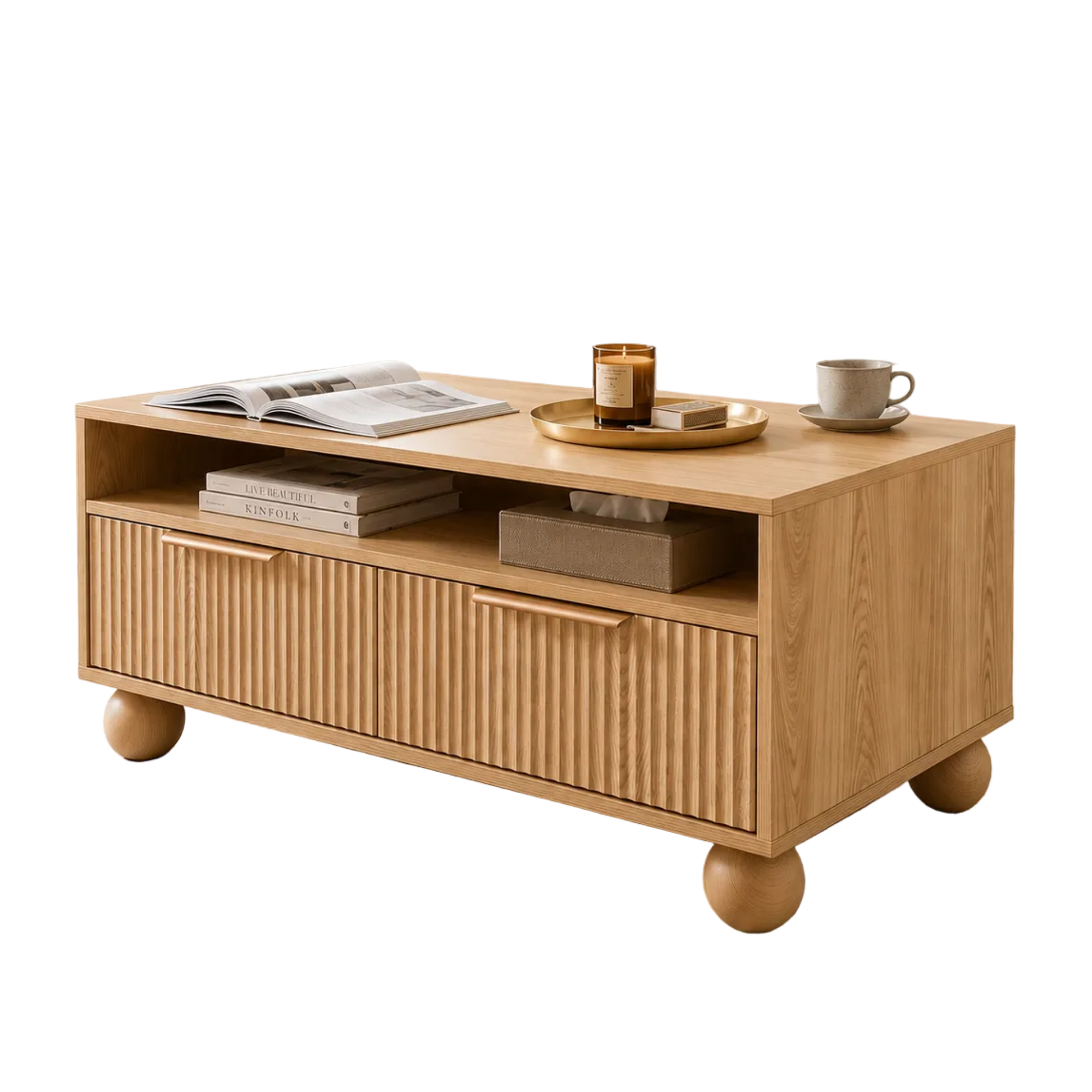 Lena Coffee Table with Drawers 90cm – Pine