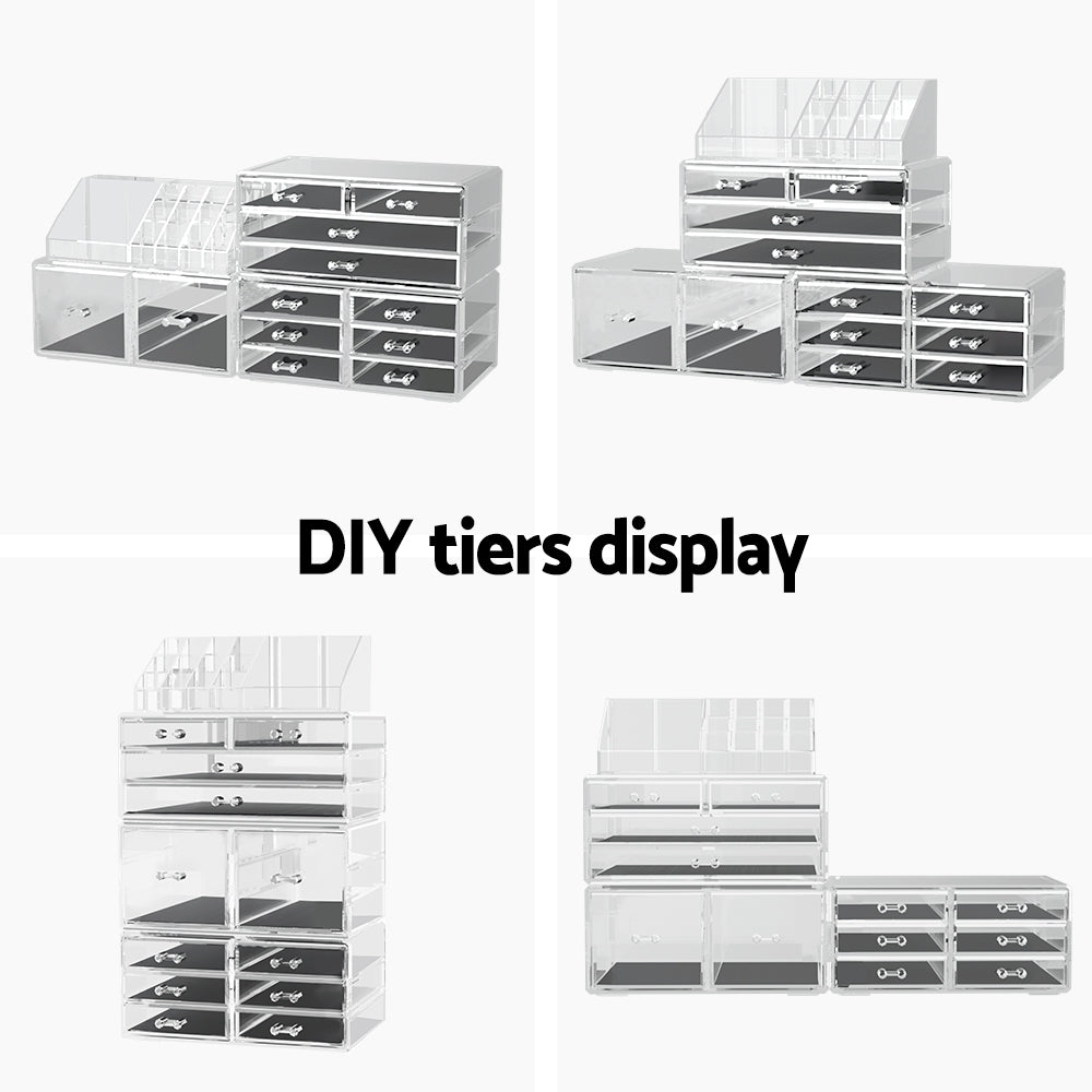 Acrylic Makeup Organiser with 12 Drawers - Clear