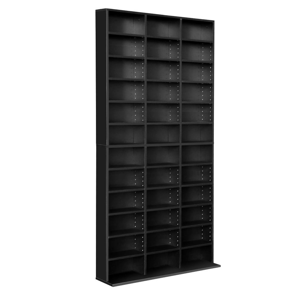 Adjustable Shelf Rack CD/DVD/Game Bookshelf Storage Unit - Black - Homecoze