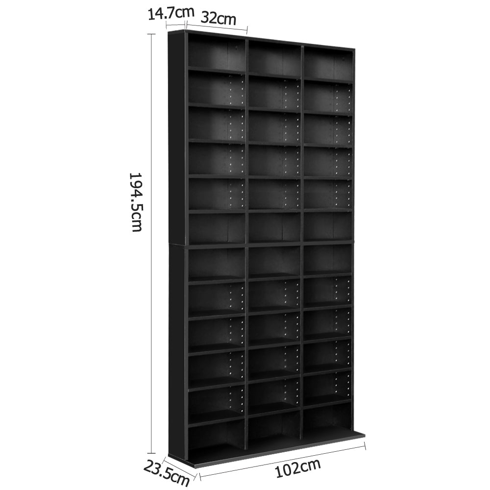 Adjustable Shelf Rack CD/DVD/Game Bookshelf Storage Unit - Black - Homecoze