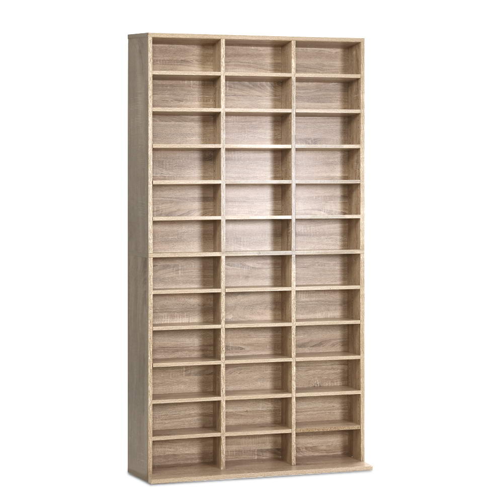 Adjustable Shelf Rack CD/DVD/Game Bookshelf Storage Unit - Oak - Homecoze
