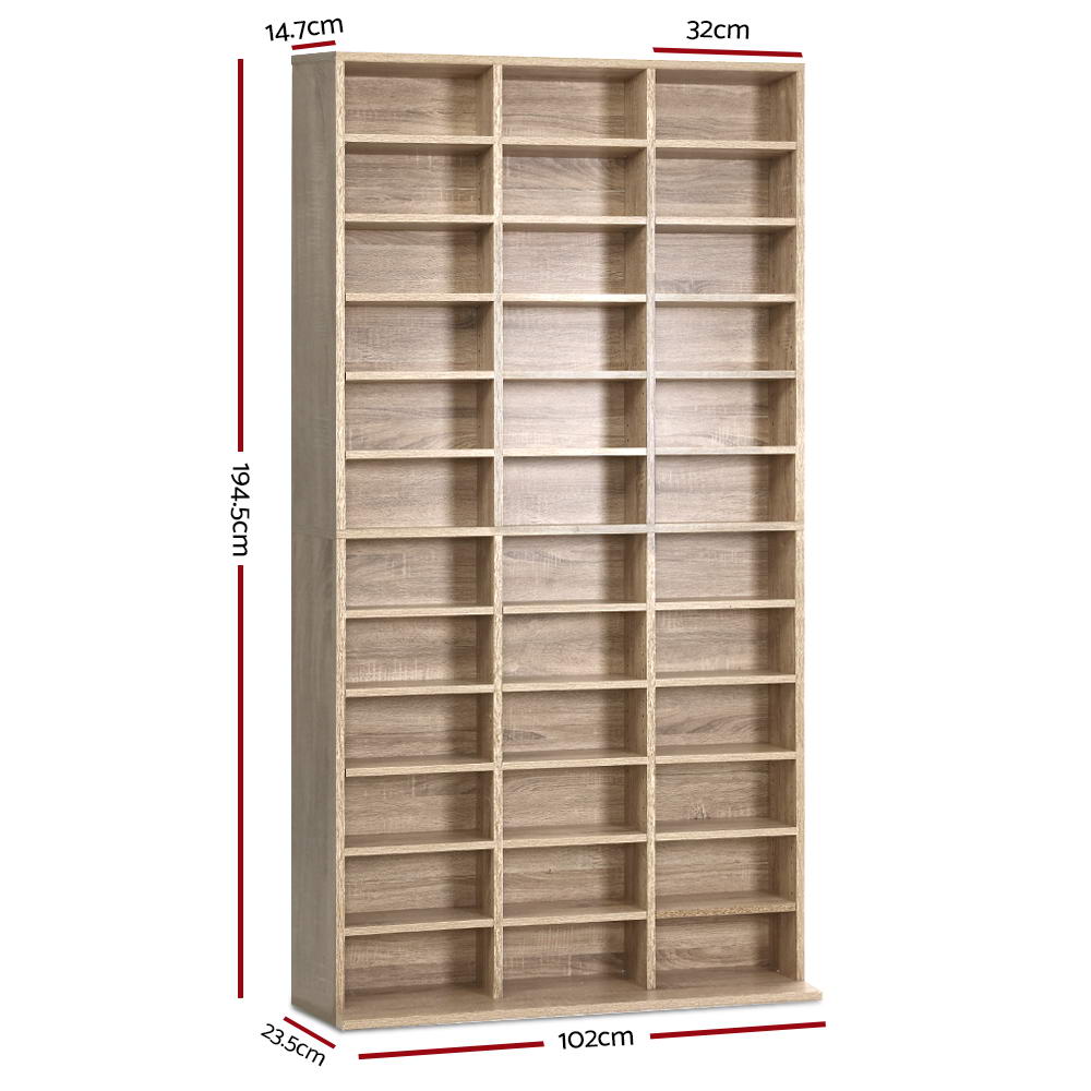 Adjustable Shelf Rack CD/DVD/Game Bookshelf Storage Unit - Oak - Homecoze