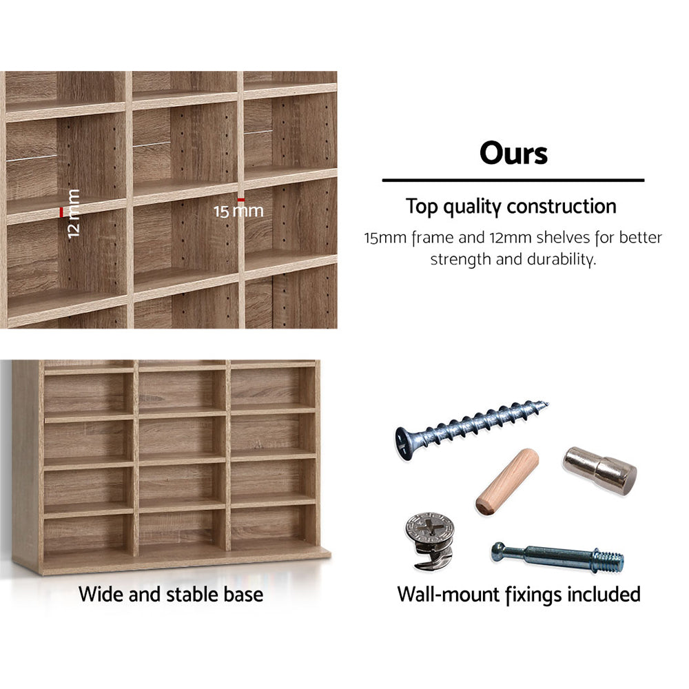Adjustable Shelf Rack CD/DVD/Game Bookshelf Storage Unit - Oak - Homecoze