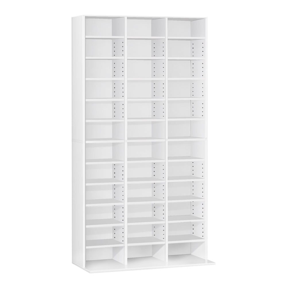 Adjustable Shelf Rack CD/DVD/Game Bookshelf Storage Unit - White - Homecoze