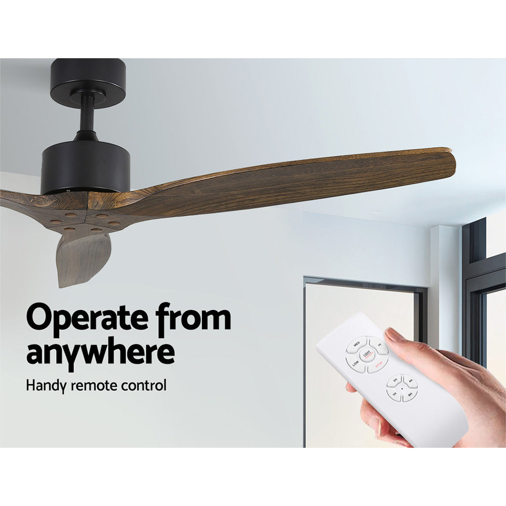 52'' Ceiling Fan With Remote Control Fans 3 Wooden Blades - Dark Wood - Homecoze