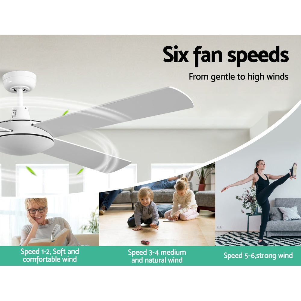52'' Ceiling Fan with Remote - White - Homecoze