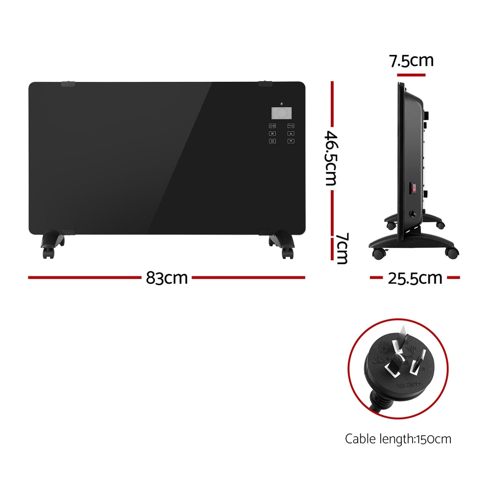 Electric Convection Heater Black 2000W - Homecoze