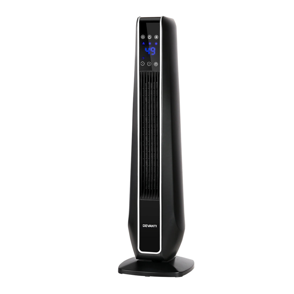 Electric Ceramic Tower Heater with Remote 2400W - Black Homecoze