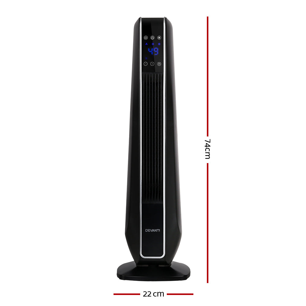Electric Ceramic Tower Heater with Remote 2400W - Black Homecoze