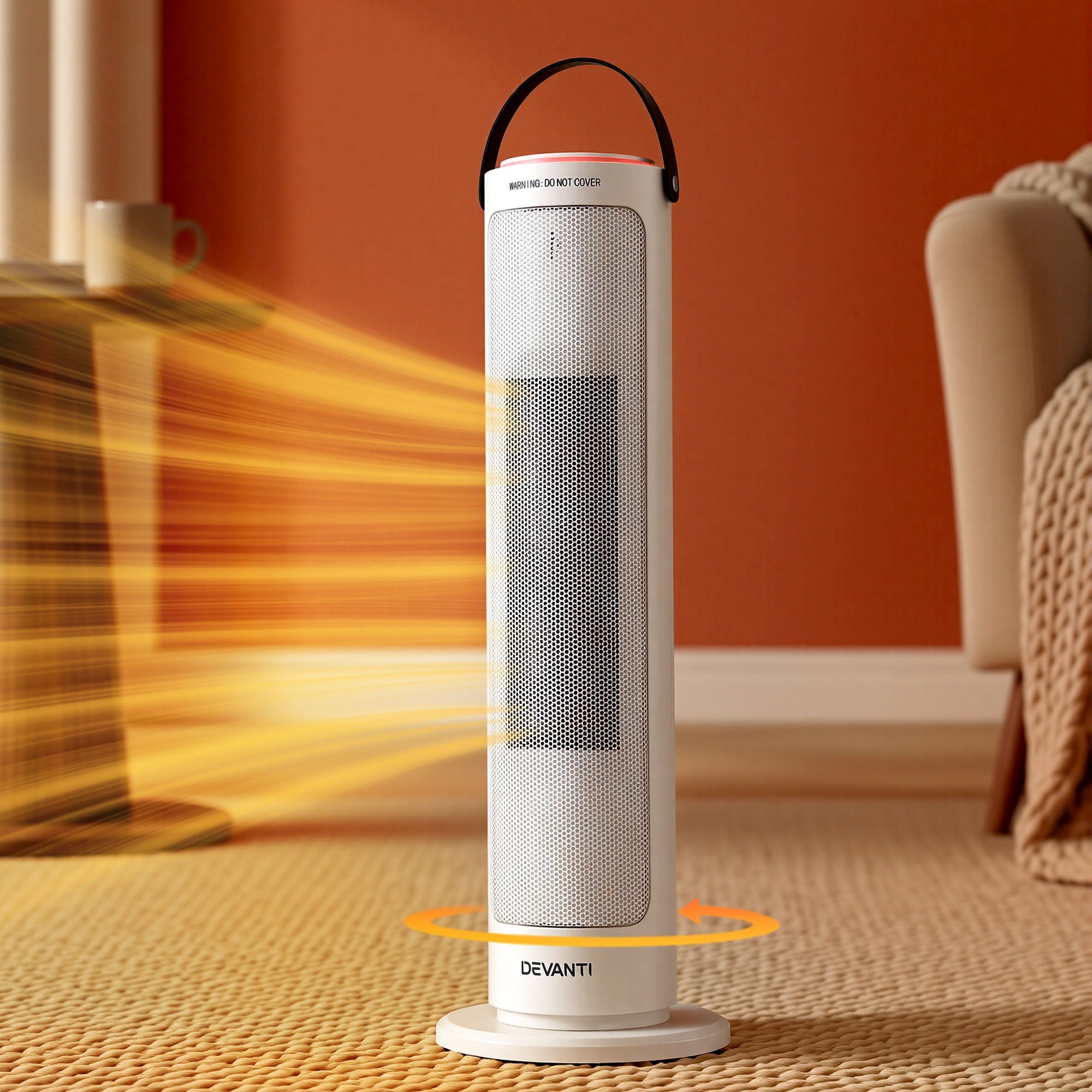 Devanti 2000W Ceramic Tower Heater Space Heaters Oscillating Indoor White - Homecoze