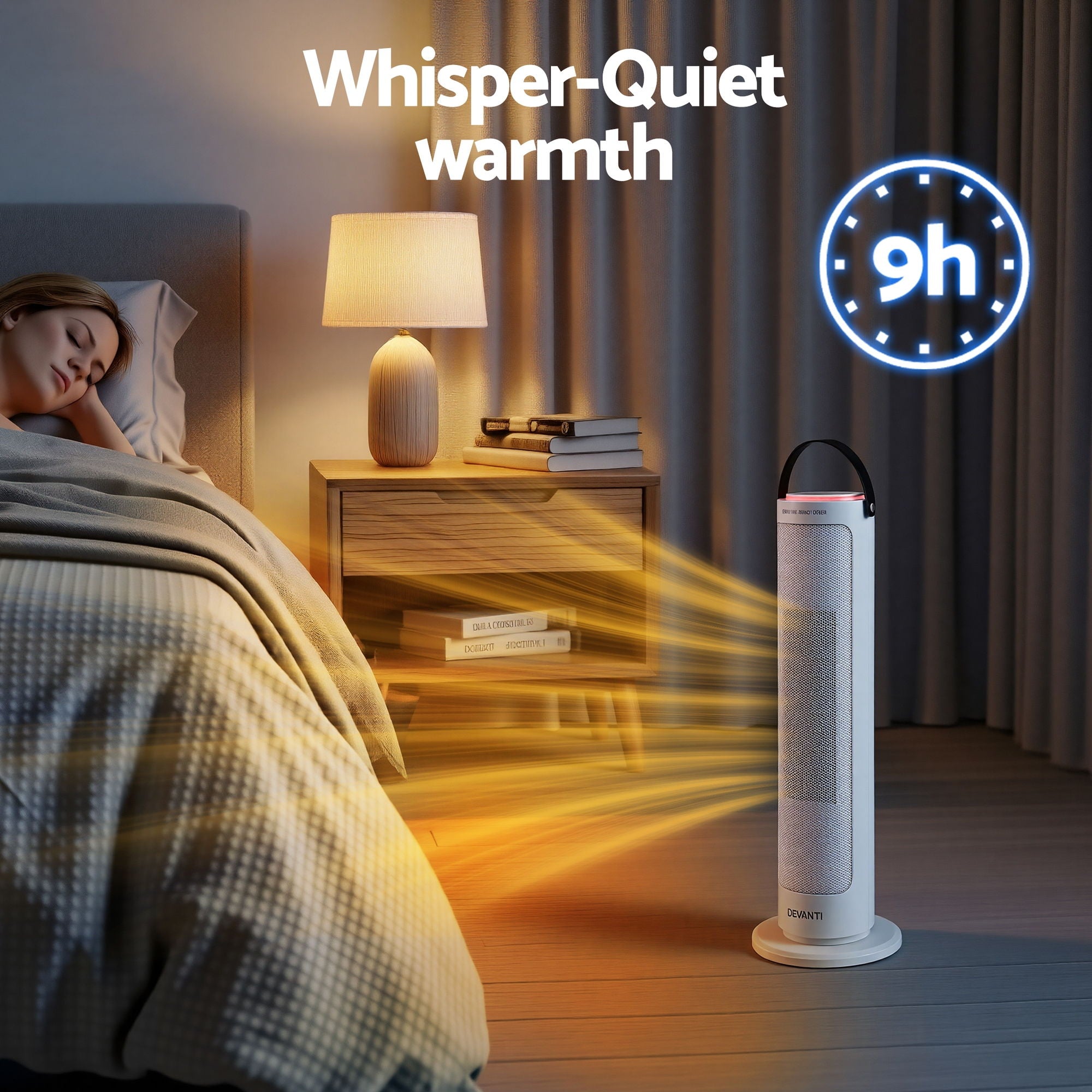 Devanti 2000W Ceramic Tower Heater Space Heaters Oscillating Indoor White - Homecoze