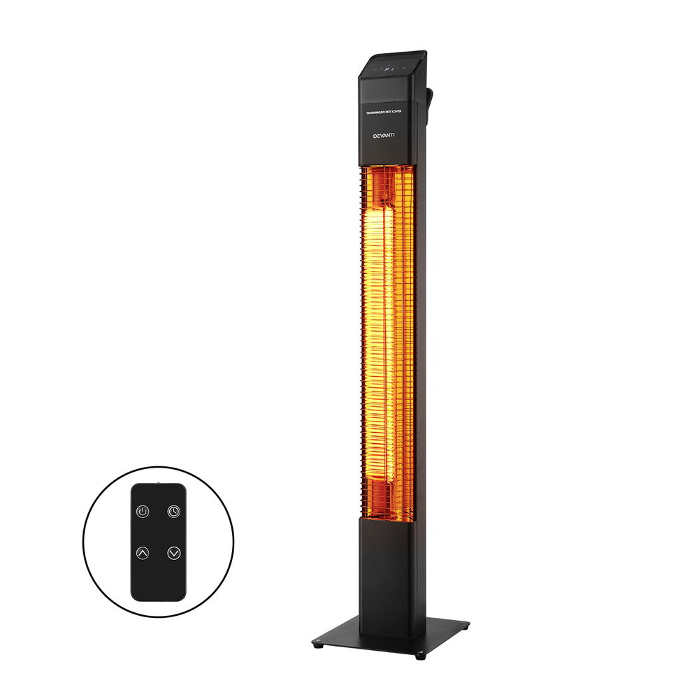 Electric Radiant Tower Heater with Remote 2000W - Black