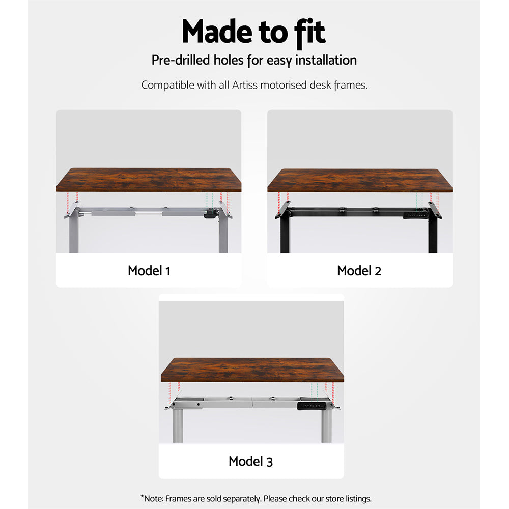 Standing Desk Replacement Table Top 120cm x 60cm - Rustic Brown - Homecoze