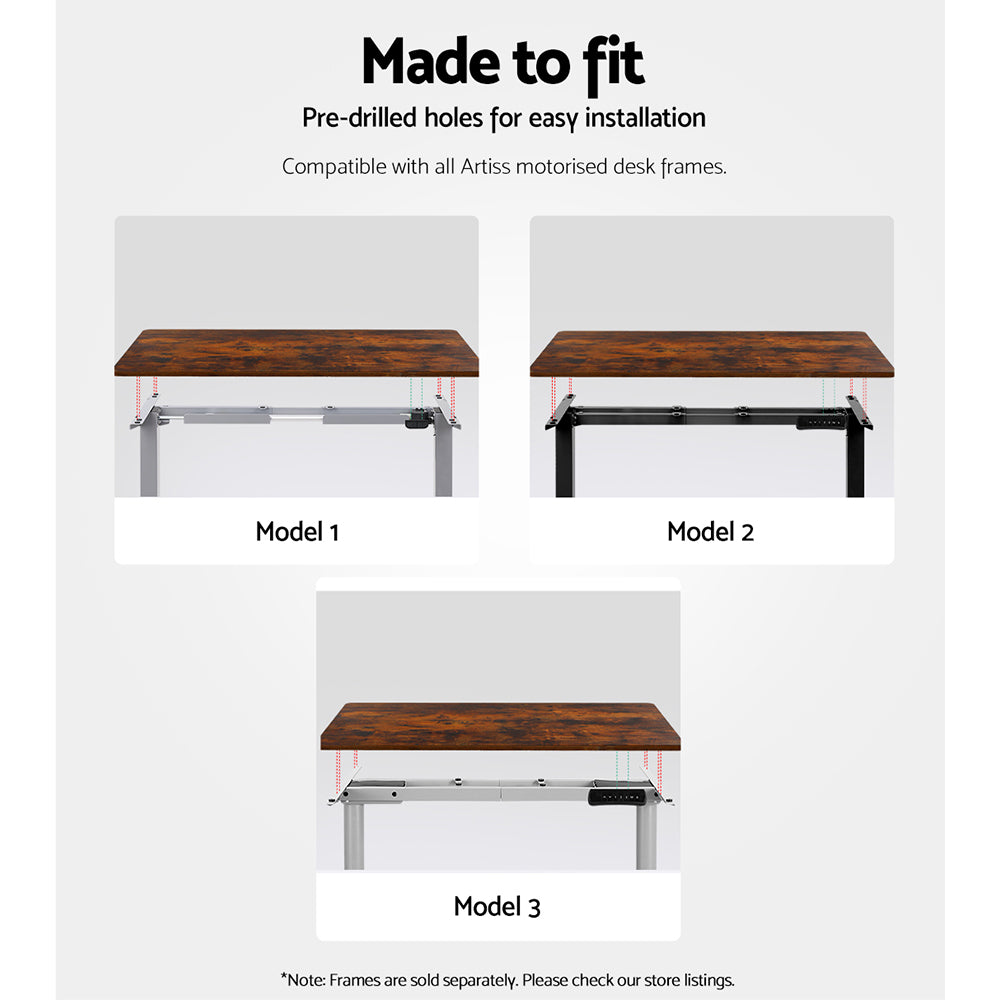 Standing Desk Replacement Table Top 140cm x 70cm - Rustic Brown - Homecoze