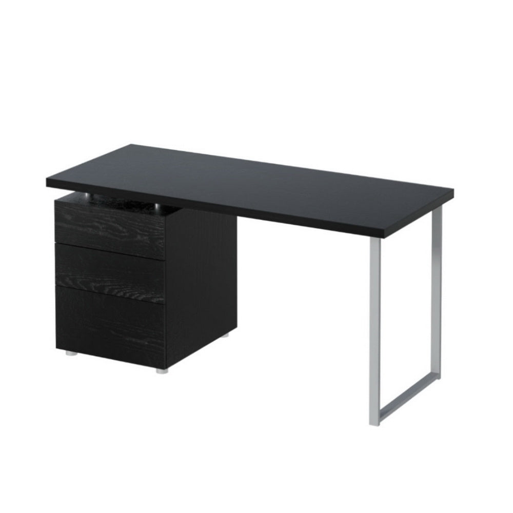 Modern Metal Desk with 3 Drawers - Black - Homecoze