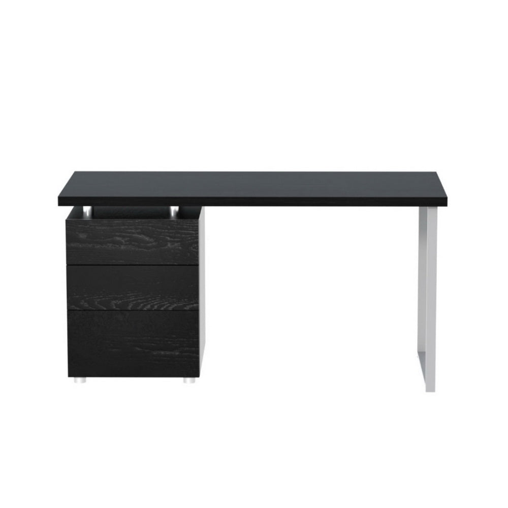 Modern Metal Desk with 3 Drawers - Black - Homecoze