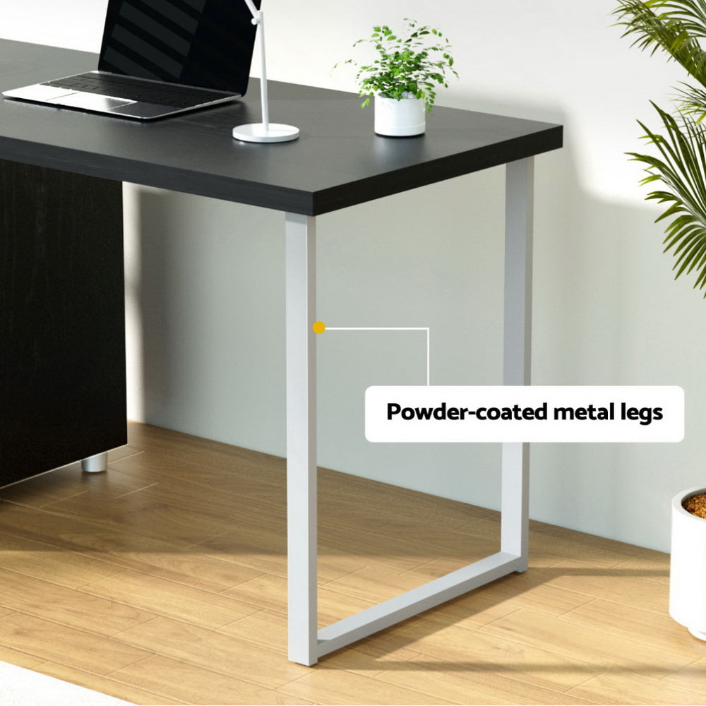 Modern Metal Desk with 3 Drawers - Black - Homecoze