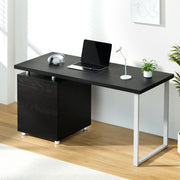 Modern Metal Desk with 3 Drawers - Black - Homecoze