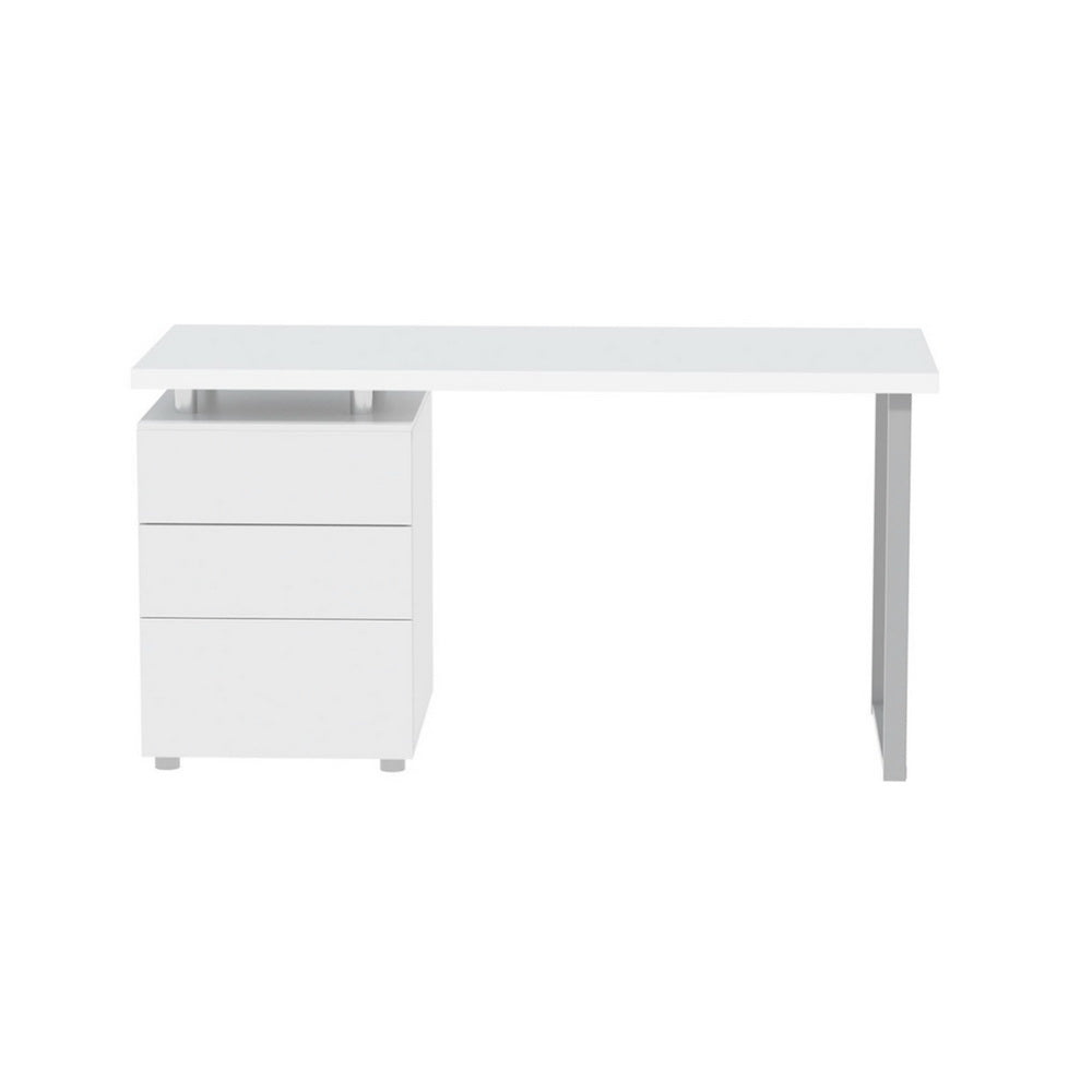 Modern Metal Desk with 3 Drawers - White - Homecoze