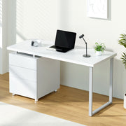 Modern Metal Desk with 3 Drawers - White - Homecoze