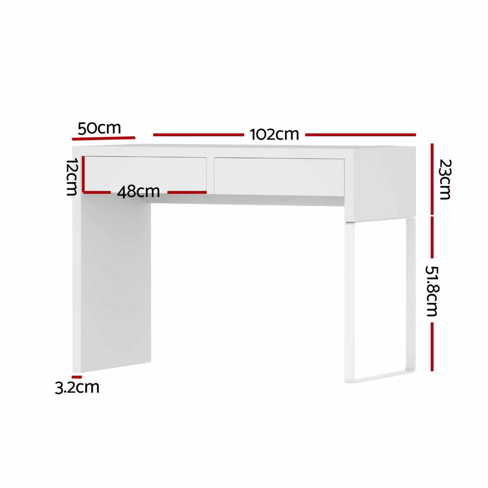 Compact 2-Drawer Computer Desk - White - Homecoze