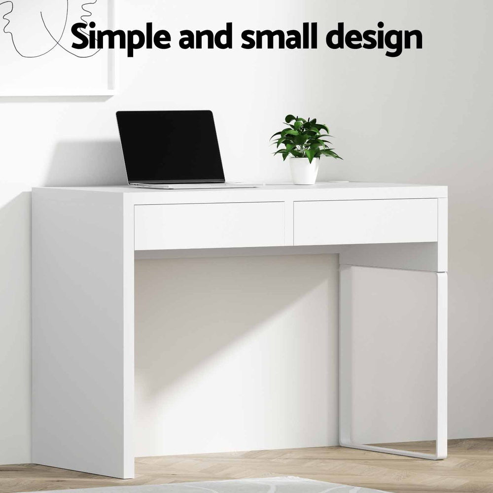 Compact 2-Drawer Computer Desk - White - Homecoze