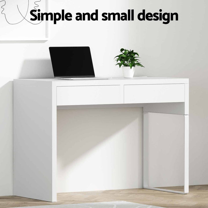 Compact 2-Drawer Computer Desk - White - Homecoze