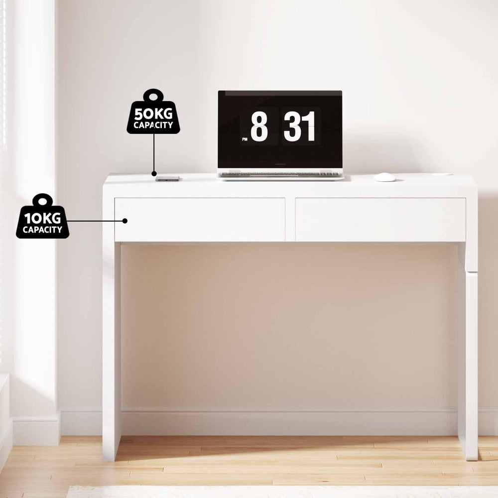 Compact 2-Drawer Computer Desk - White - Homecoze