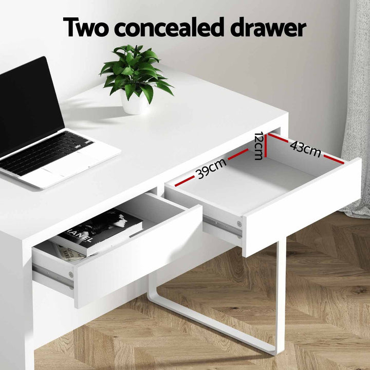 Compact 2-Drawer Computer Desk - White - Homecoze